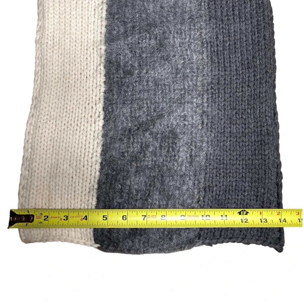 J. Crew Collection Chunky Knit Wool Blend Scarf Wrap Gray 46